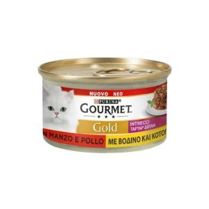 Purina Gourmet Gold Tartar Διπλή Απόλαυση Βοδινό και Κοτόπουλο 85gr