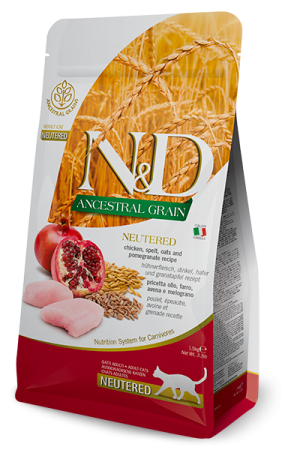 N&D Ancestral Grain Neutered Με Κοτόπουλο & Ρόδι 1,5kg
